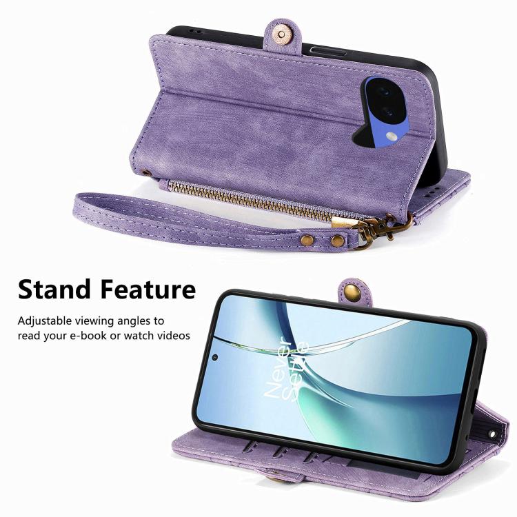 For Google Pixel 10a Geometric Zipper Wallet Side Buckle Leather Phone Case