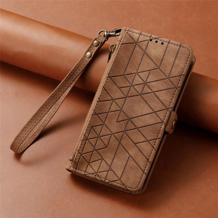 For Google Pixel 10a Geometric Zipper Wallet Side Buckle Leather Phone Case