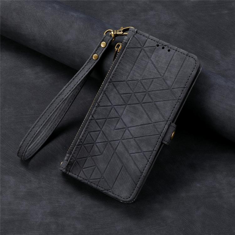For Google Pixel 10a Geometric Zipper Wallet Side Buckle Leather Phone Case