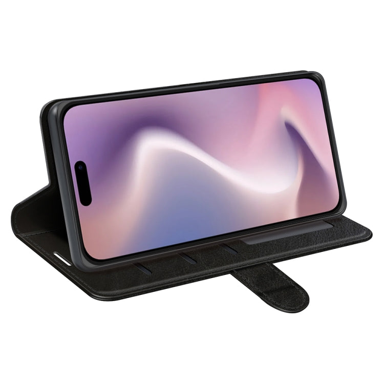 For iPhone 16 Plus R64 Texture Horizontal Flip Leather Phone Case