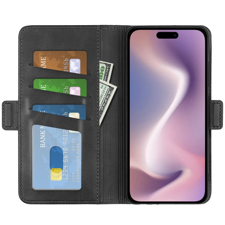 For iPhone 16 Plus Dual-side Magnetic Buckle Horizontal Flip Leather Phone Case