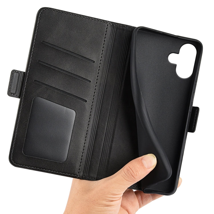 For iPhone 16 Plus Dual-side Magnetic Buckle Horizontal Flip Leather Phone Case