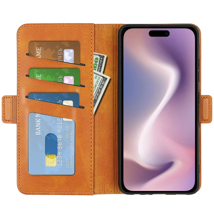 For iPhone 16 Plus Dual-side Magnetic Buckle Horizontal Flip Leather Phone Case