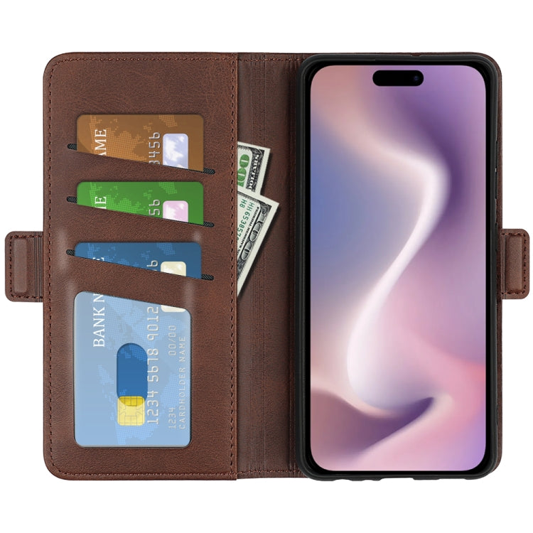 For iPhone 16 Plus Dual-side Magnetic Buckle Horizontal Flip Leather Phone Case