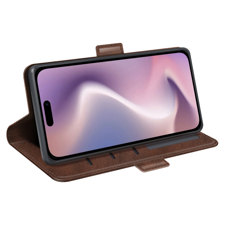 For iPhone 16 Plus Dual-side Magnetic Buckle Horizontal Flip Leather Phone Case