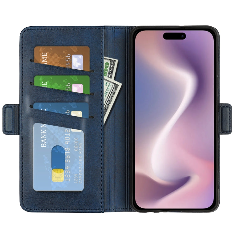 For iPhone 16 Plus Dual-side Magnetic Buckle Horizontal Flip Leather Phone Case