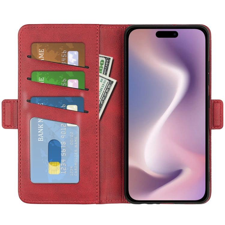 For iPhone 16 Plus Dual-side Magnetic Buckle Horizontal Flip Leather Phone Case