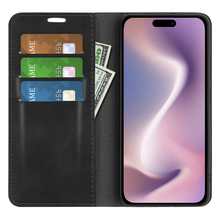For iPhone 16 Pro Retro-skin Magnetic Suction Leather Phone Case