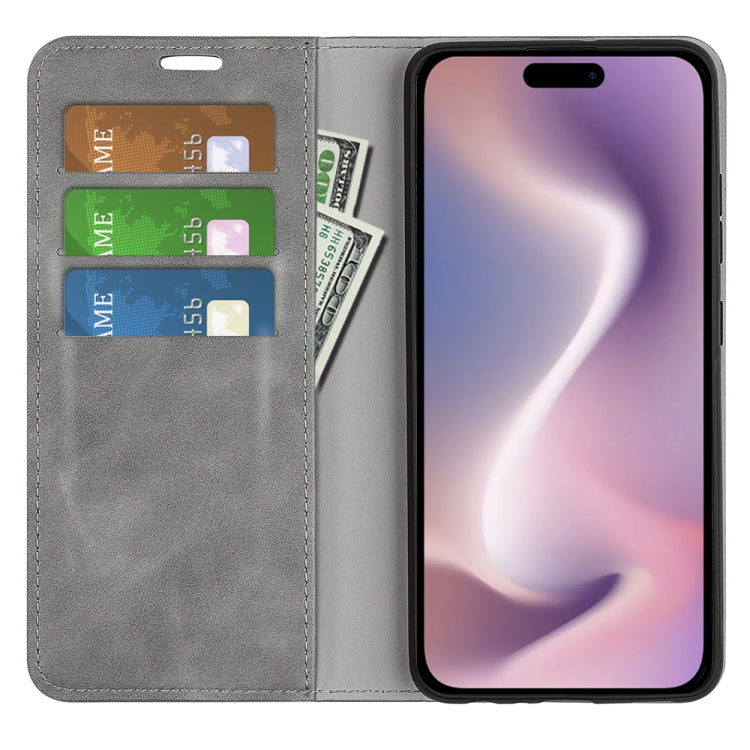 For iPhone 16 Pro Retro-skin Magnetic Suction Leather Phone Case