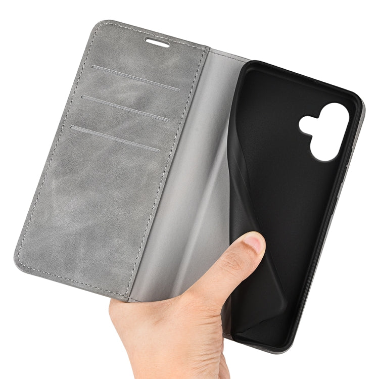 For iPhone 16 Pro Retro-skin Magnetic Suction Leather Phone Case