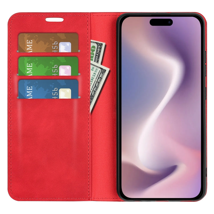 For iPhone 16 Pro Retro-skin Magnetic Suction Leather Phone Case