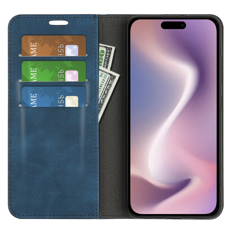 For iPhone 16 Plus Retro-skin Magnetic Suction Leather Phone Case
