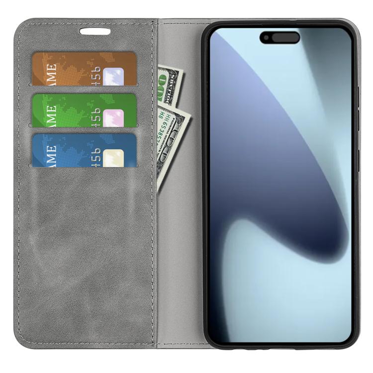 For iPhone 17 Retro-skin Magnetic Suction Leather Phone Case