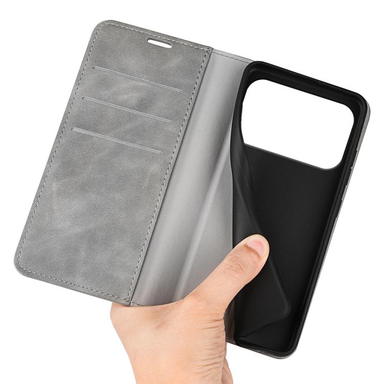 For iPhone 17 Pro Retro-skin Magnetic Suction Leather Phone Case