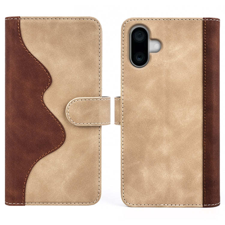 For iPhone 16 Stitching Horizontal Flip Leather Phone Case