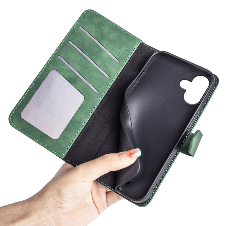 For iPhone 16 Plus Stitching Horizontal Flip Leather Phone Case