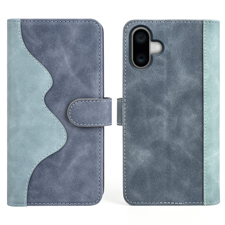For iPhone 16 Plus Stitching Horizontal Flip Leather Phone Case