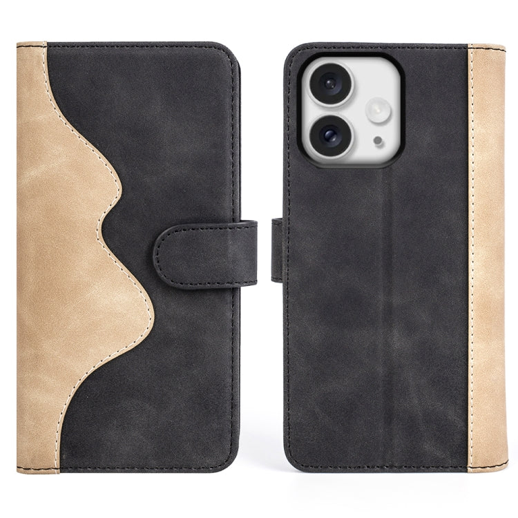 For iPhone 16 Pro Stitching Horizontal Flip Leather Phone Case
