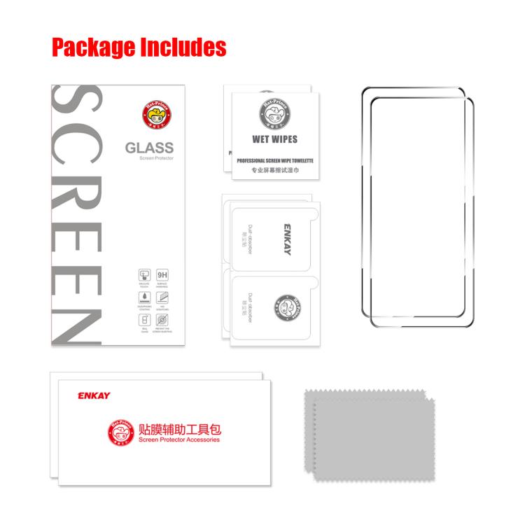 For Redmi Note 14S 4G 2pcs ENKAY Hat-Prince Full Glue High Aluminum-silicon Tempered Glass Film