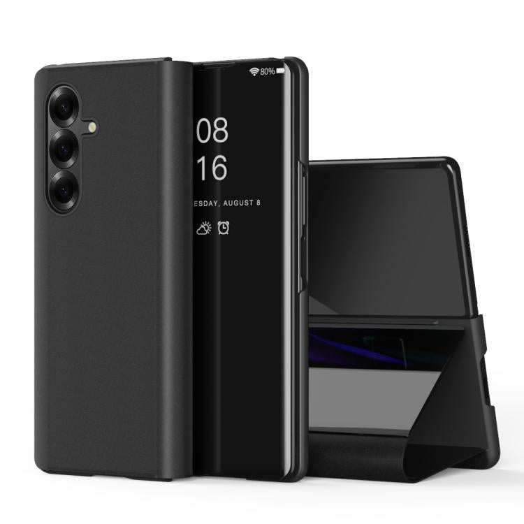 For Galaxy Z Fold8 Ultra 5G Plated Mirror Horizontal Flip Leather Phone Case with Holder