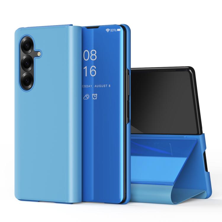 For Galaxy Z Fold8 Ultra 5G Plated Mirror Horizontal Flip Leather Phone Case with Holder