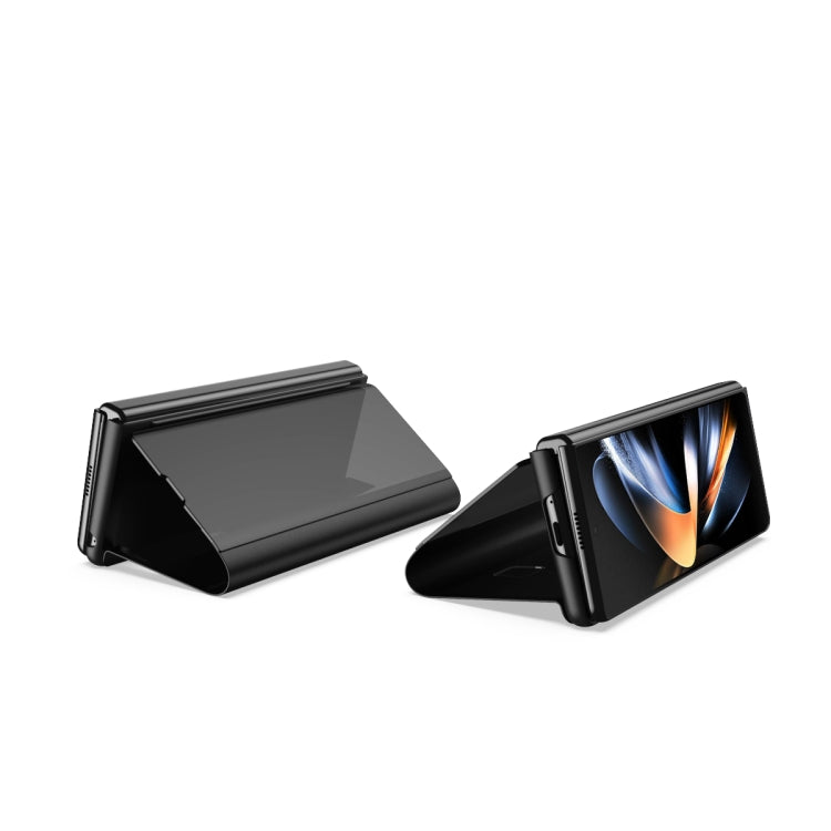 For Galaxy Z Fold6 Plated Mirror Horizontal Flip Leather Phone Case with Holder