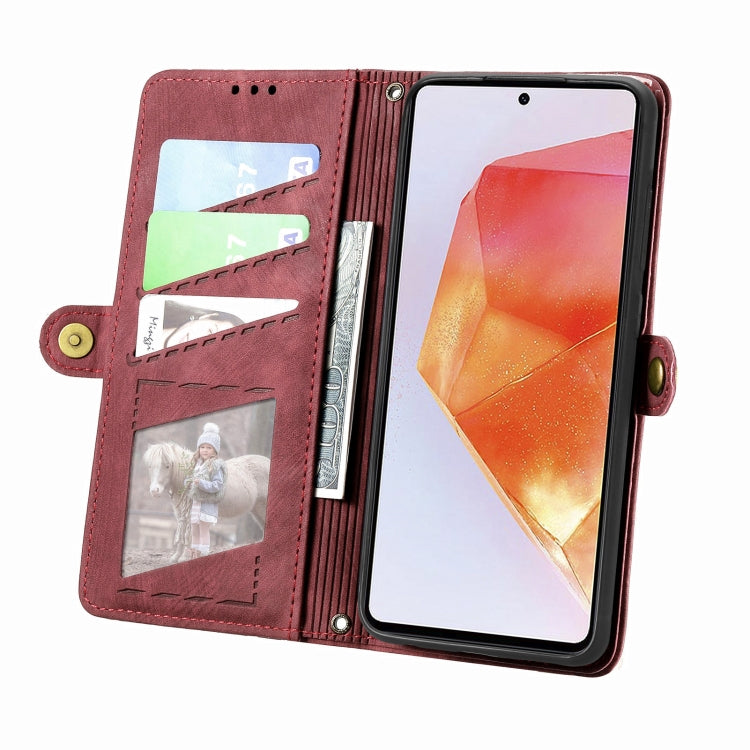 For Samsung Galaxy C55 Geometric Zipper Wallet Side Buckle Leather Phone Case