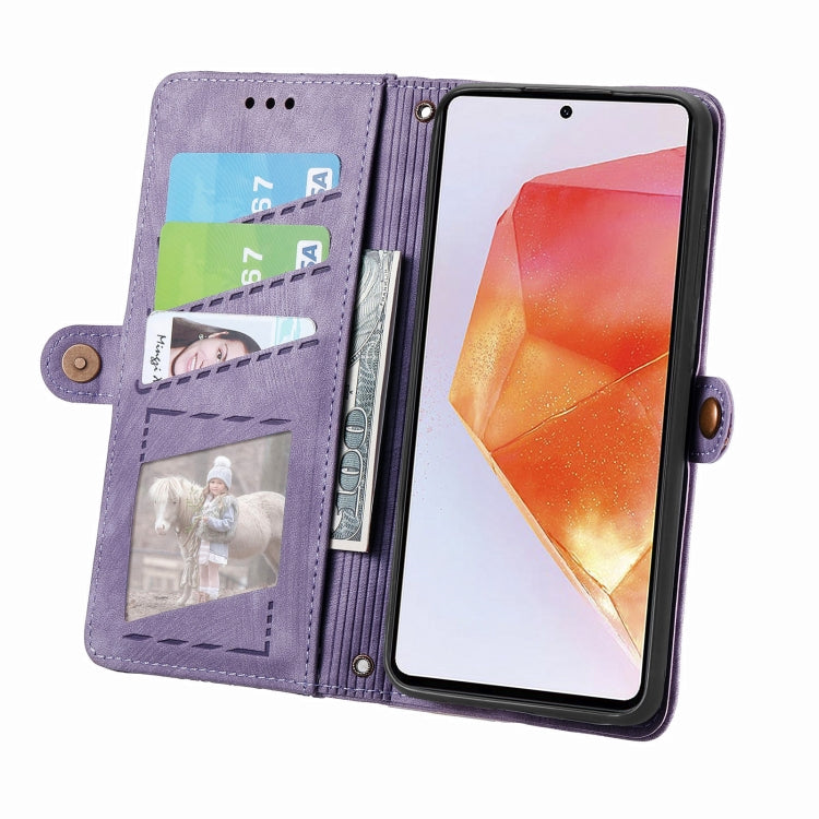 For Samsung Galaxy C55 Geometric Zipper Wallet Side Buckle Leather Phone Case