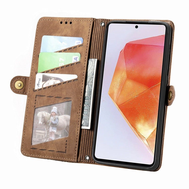 For Samsung Galaxy C55 Geometric Zipper Wallet Side Buckle Leather Phone Case