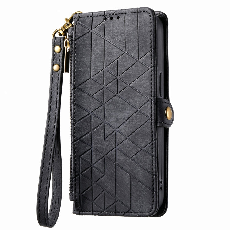 For Samsung Galaxy C55 Geometric Zipper Wallet Side Buckle Leather Phone Case