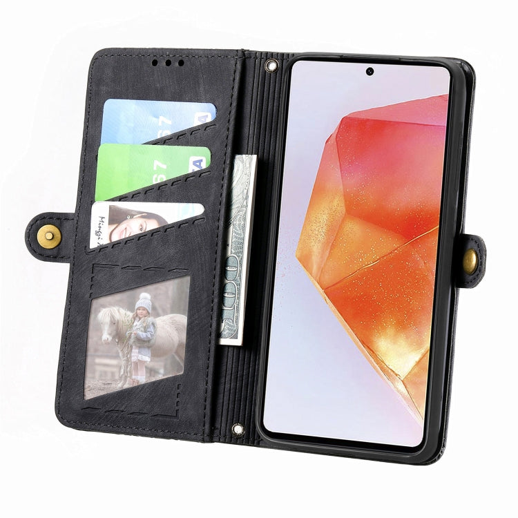 For Samsung Galaxy C55 Geometric Zipper Wallet Side Buckle Leather Phone Case