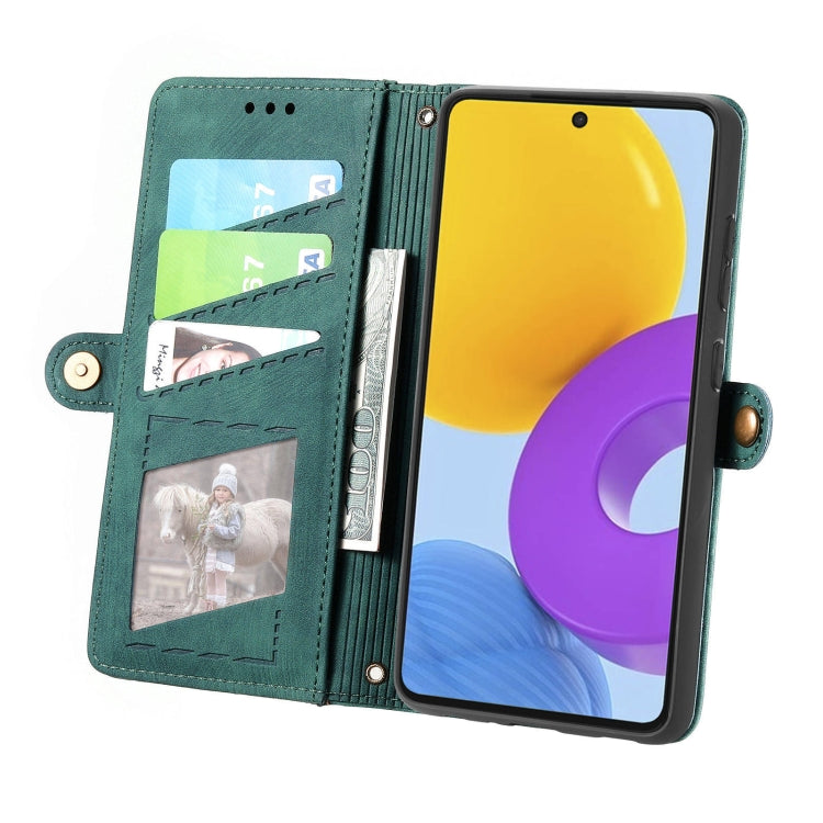 For Samsung Galaxy M52 5G Geometric Zipper Wallet Side Buckle Leather Phone Case
