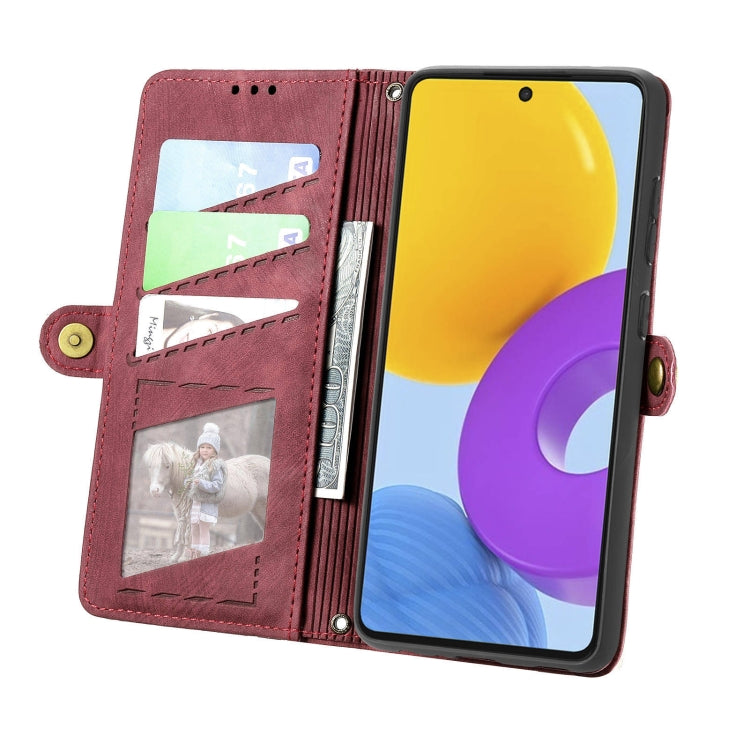 For Samsung Galaxy M52 5G Geometric Zipper Wallet Side Buckle Leather Phone Case