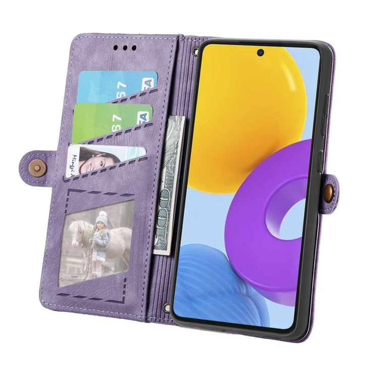 For Samsung Galaxy M52 5G Geometric Zipper Wallet Side Buckle Leather Phone Case