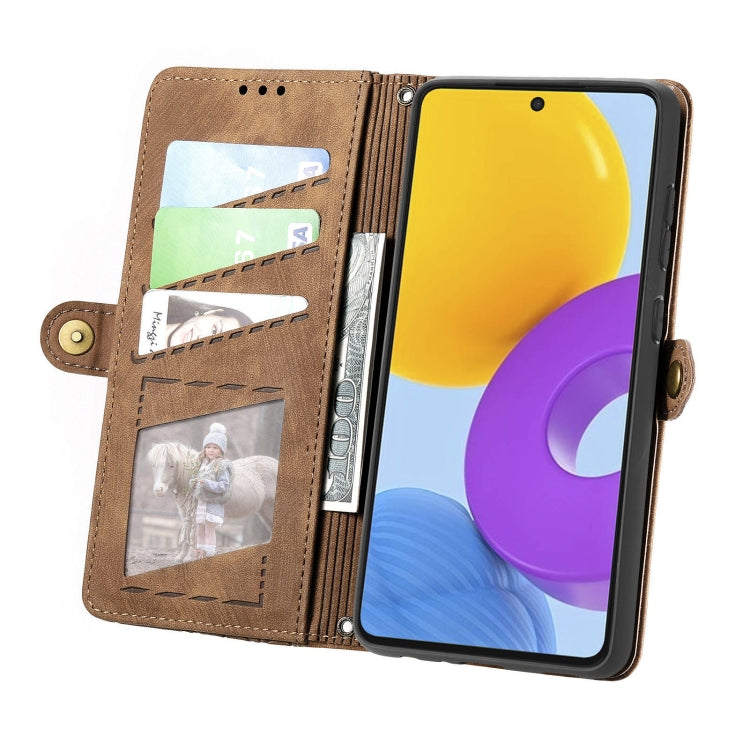 For Samsung Galaxy M52 5G Geometric Zipper Wallet Side Buckle Leather Phone Case