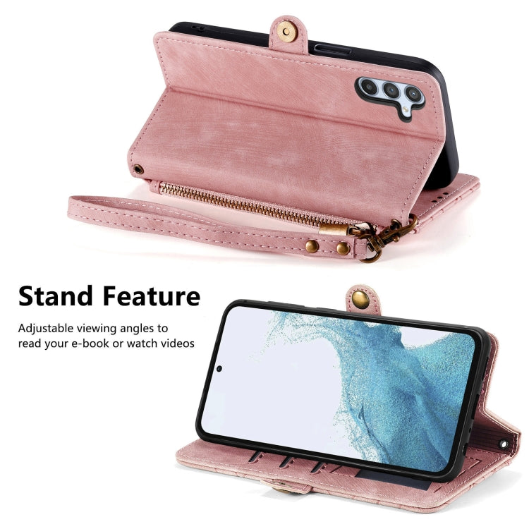 For Samsung Galaxy A36 5G Geometric Zipper Wallet Side Buckle Leather Phone Case