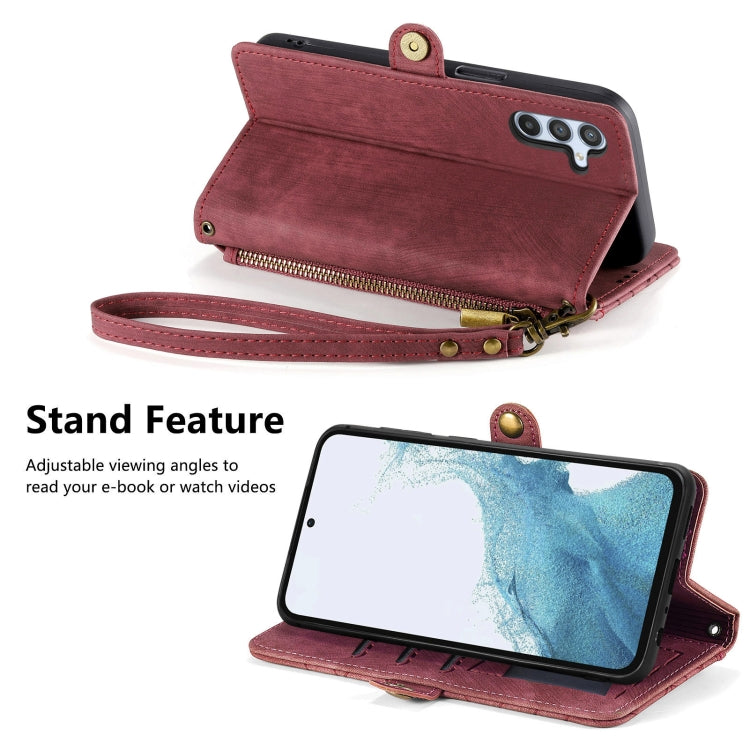 For Samsung Galaxy A36 5G Geometric Zipper Wallet Side Buckle Leather Phone Case