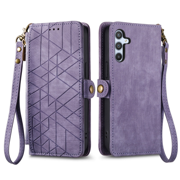 For Samsung Galaxy A36 5G Geometric Zipper Wallet Side Buckle Leather Phone Case