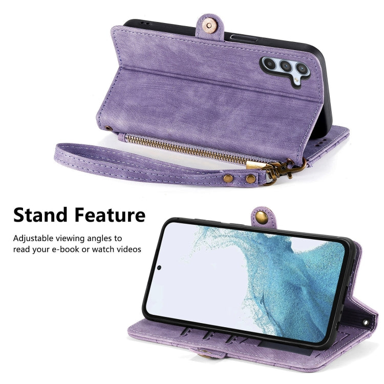 For Samsung Galaxy A36 5G Geometric Zipper Wallet Side Buckle Leather Phone Case