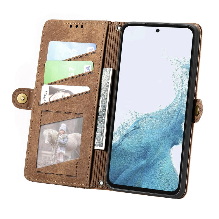 For Samsung Galaxy A36 5G Geometric Zipper Wallet Side Buckle Leather Phone Case