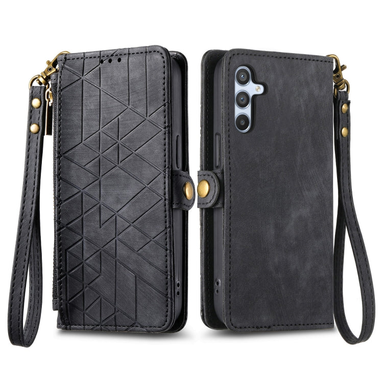 For Samsung Galaxy A36 5G Geometric Zipper Wallet Side Buckle Leather Phone Case