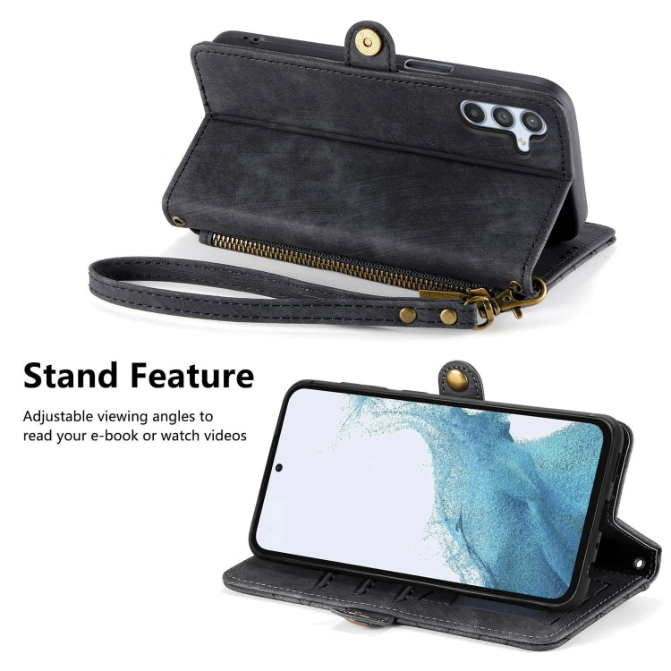 For Samsung Galaxy A36 5G Geometric Zipper Wallet Side Buckle Leather Phone Case