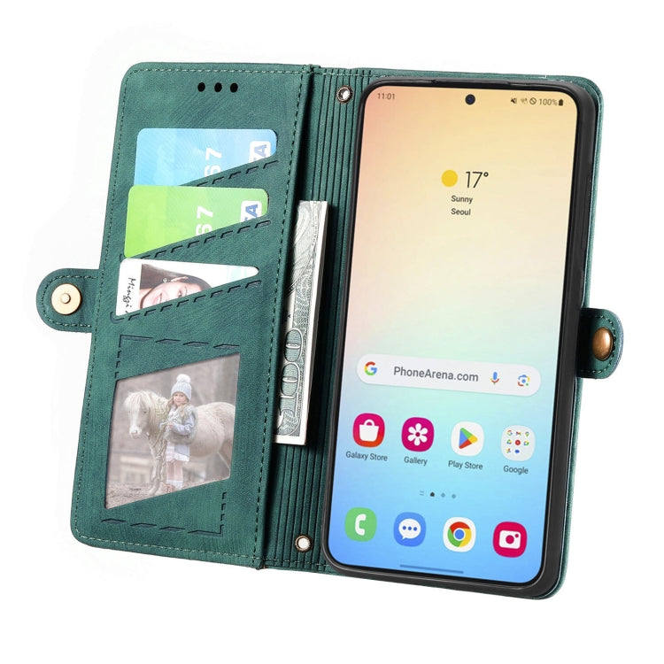 For Samsung Galaxy S25+ 5G Geometric Zipper Wallet Side Buckle Leather Phone Case