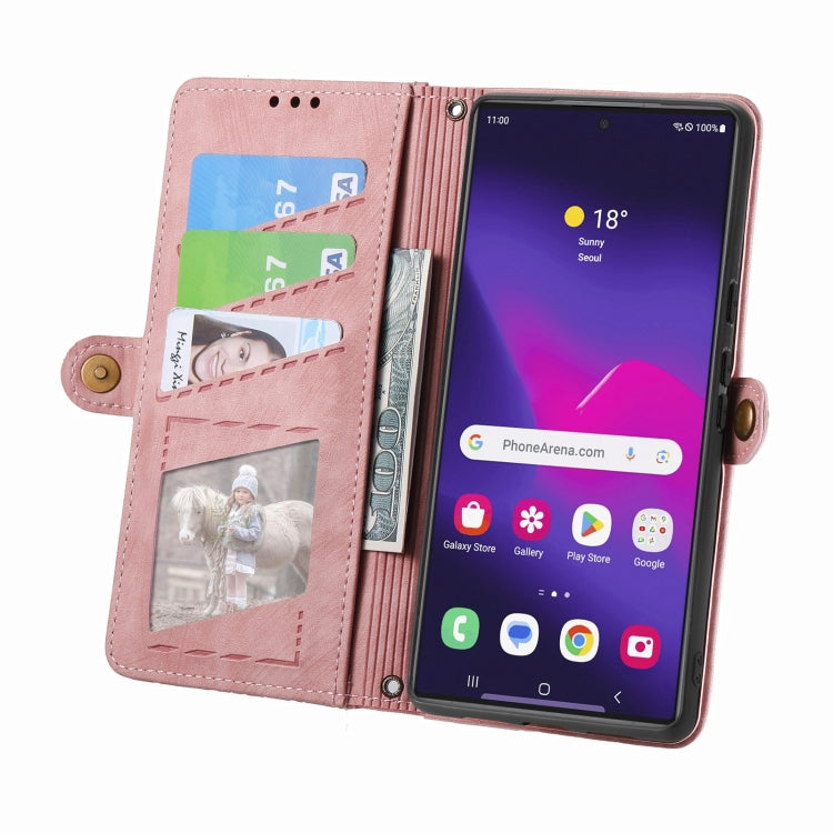 For Samsung Galaxy S25 Ultra 5G Geometric Zipper Wallet Side Buckle Leather Phone Case