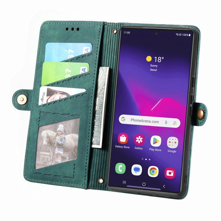 For Samsung Galaxy S25 Ultra 5G Geometric Zipper Wallet Side Buckle Leather Phone Case