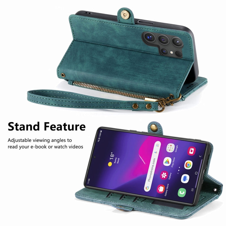 For Samsung Galaxy S25 Ultra 5G Geometric Zipper Wallet Side Buckle Leather Phone Case
