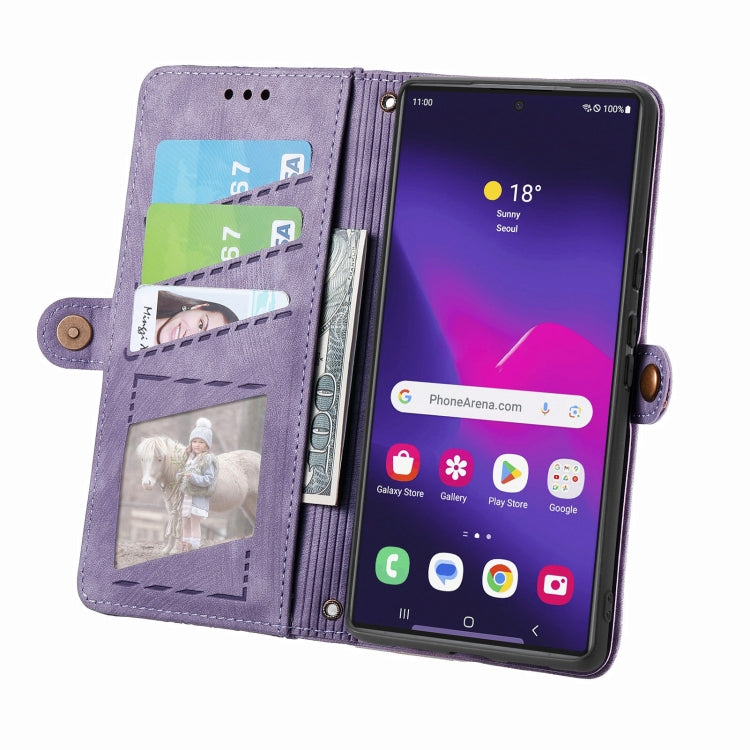For Samsung Galaxy S25 Ultra 5G Geometric Zipper Wallet Side Buckle Leather Phone Case