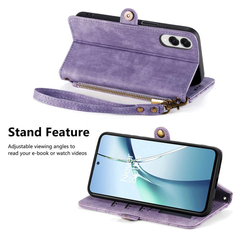For Samsung Galaxy S25 Edge 5G Geometric Zipper Wallet Side Buckle Leather Phone Case