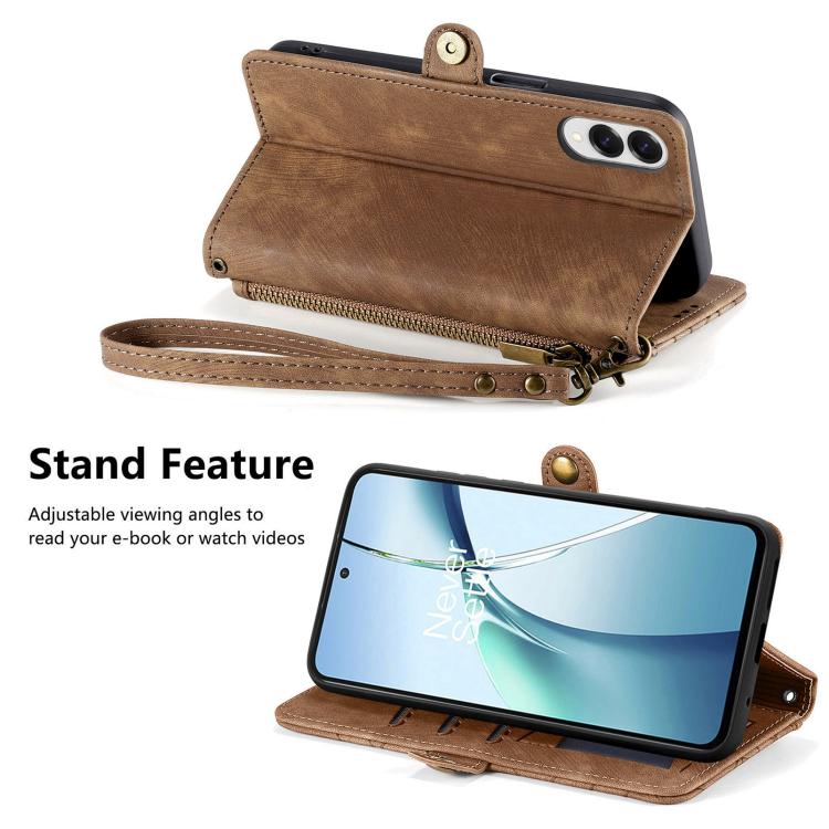 For Samsung Galaxy S25 Edge 5G Geometric Zipper Wallet Side Buckle Leather Phone Case