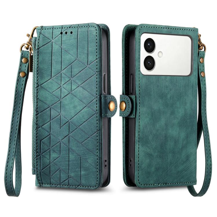 For Samsung Galaxy S26 Edge 5G Geometric Zipper Wallet Side Buckle Leather Phone Case